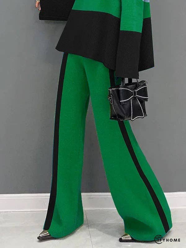 High Waisted Loose Contrast Color Pants Trousers | IFYHOME