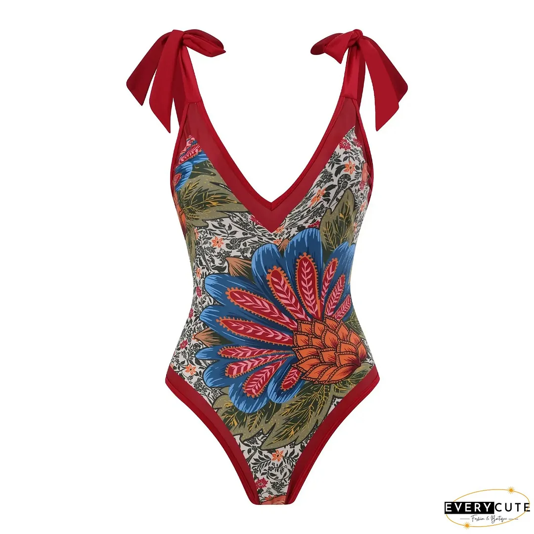 Ladies Strape Shoulder Print One Piece Swimwear SKSW40080T