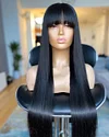 Glueless Beautiful Natural Black Long Straight Wig With Bang