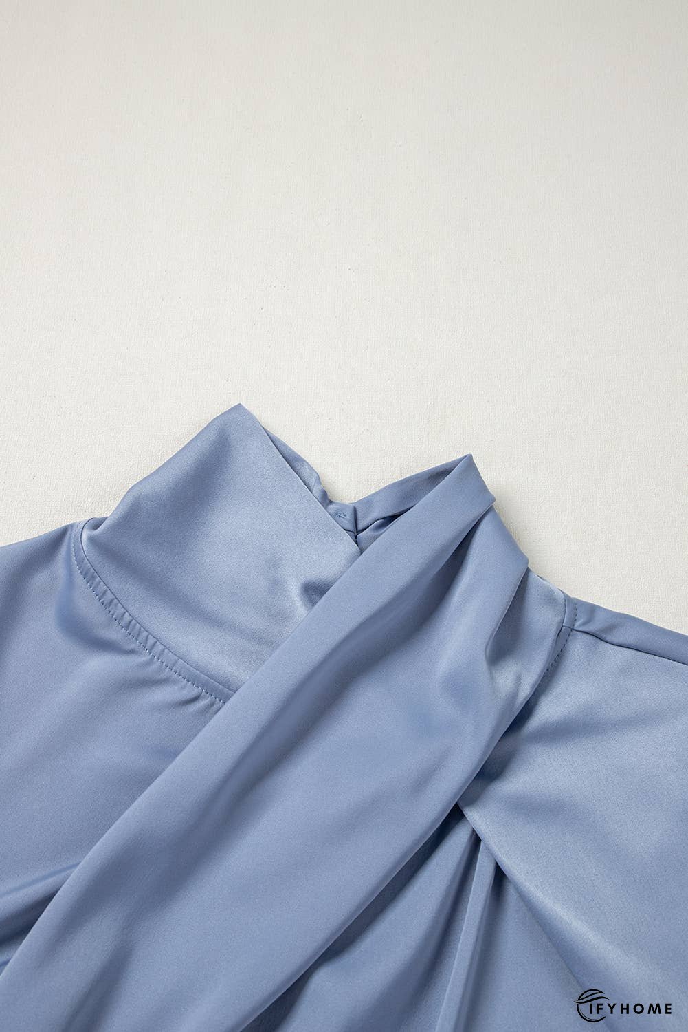 Asymmetric Pleated Turtleneck Bell Sleeve Blouse | IFYHOME