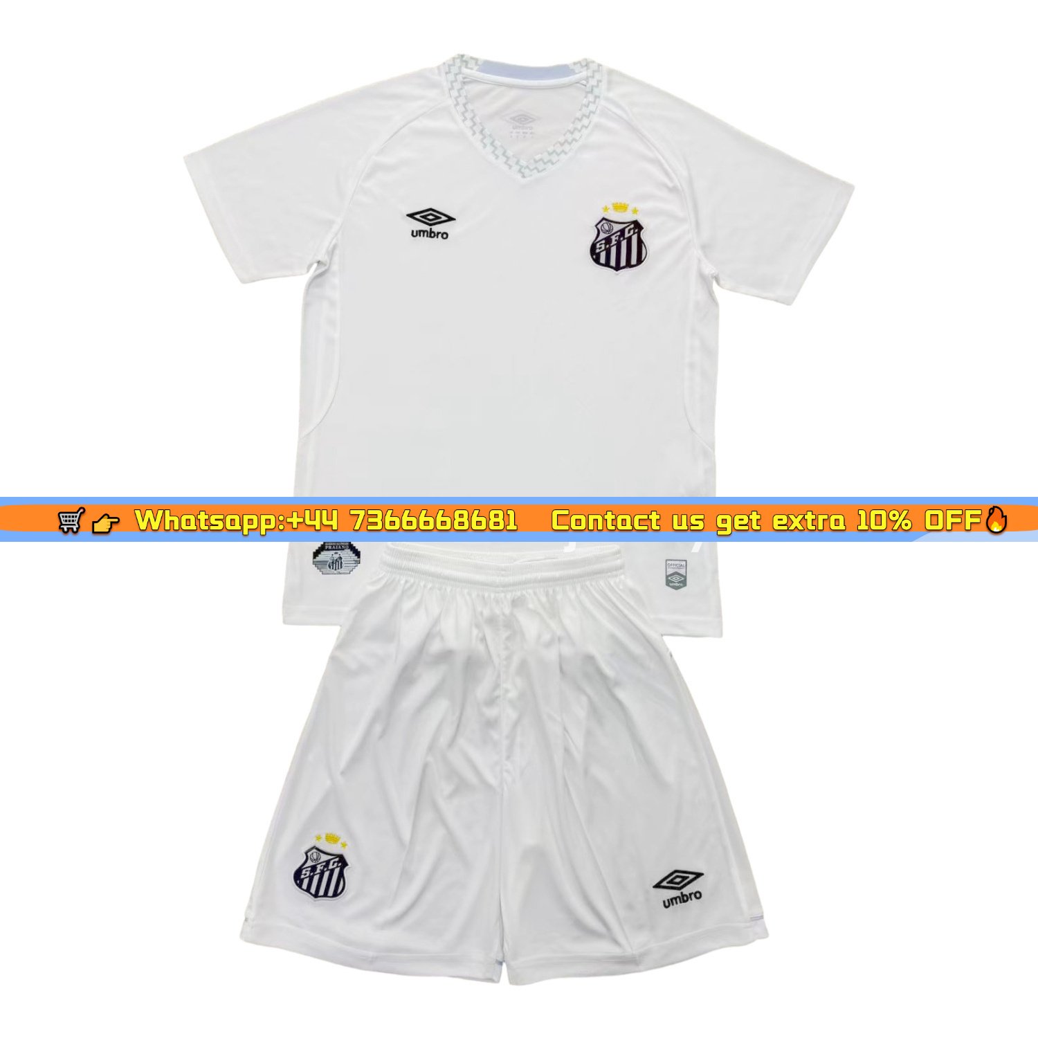 Santos 25-26 Home Unsponsored Men's Adult Jersey Set - Fans Version