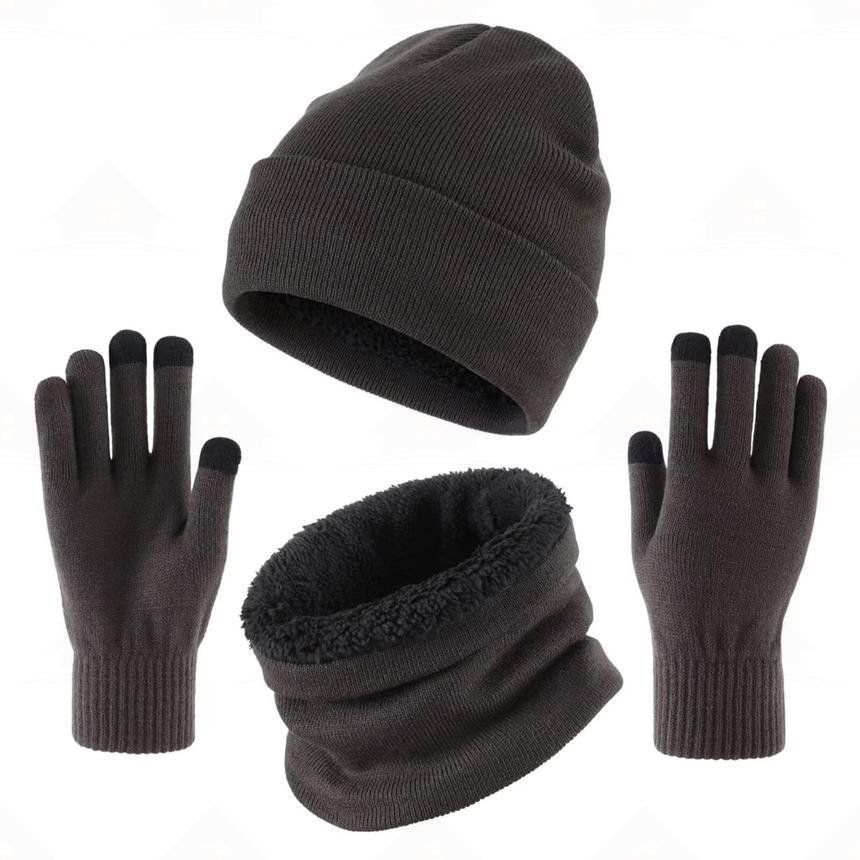 Home Prefer 3-Piece Winter Beanie Hat, Scarf and Touchscreen Gloves Set for Men and Women, Fleece Lined Knit Warm Hat