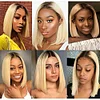 Ombre Blonde Centre Parting Short Bob Hair Staight Wigs