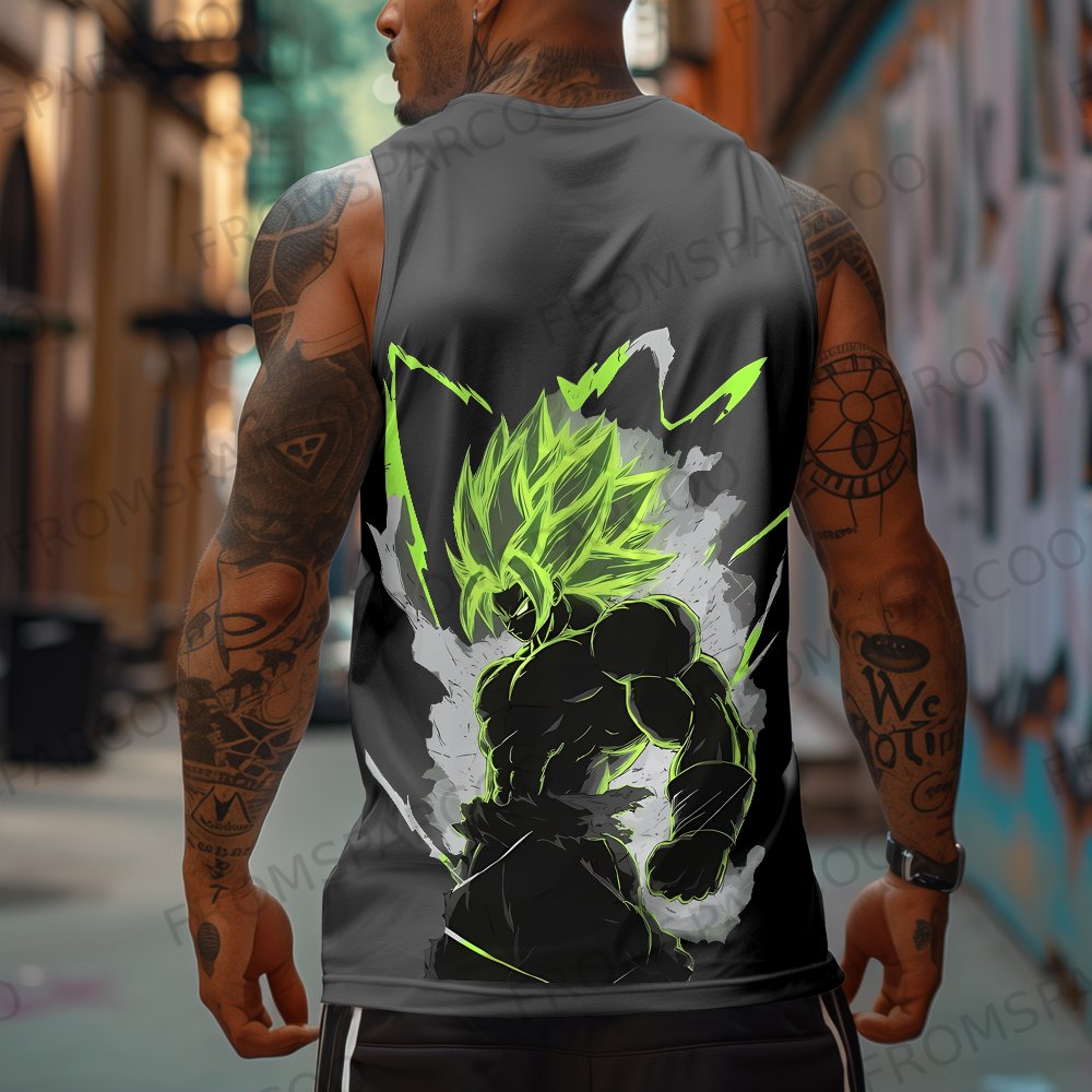 Casual Anime Print Gym Tank Top