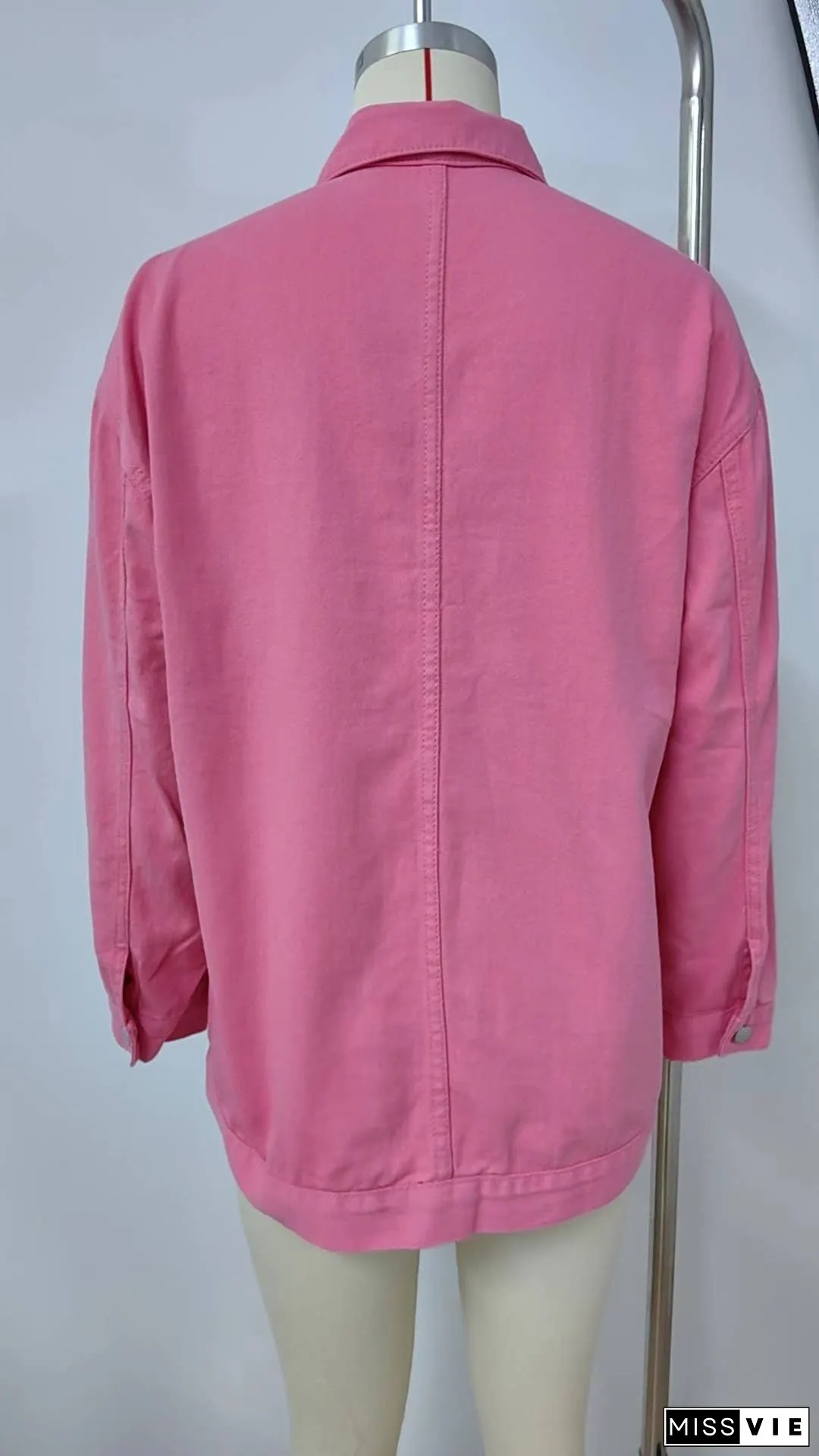 Plain Washed Denim Big Pockets Oversize Jacket MN22