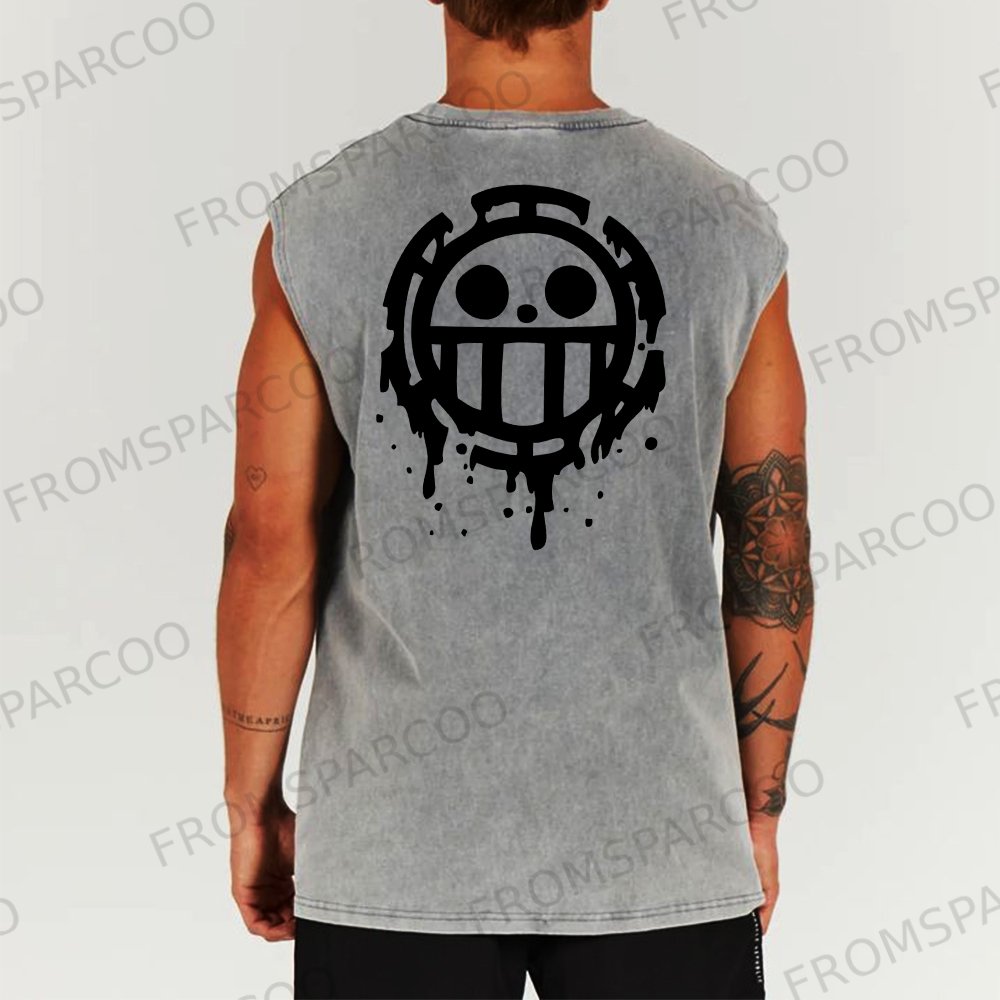 Casual Batik Anime Print Fitness Vest