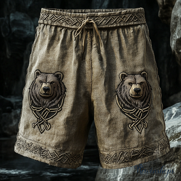 Vintage Nordic Viking Mythology Bear Head Celtic Knot Shorts