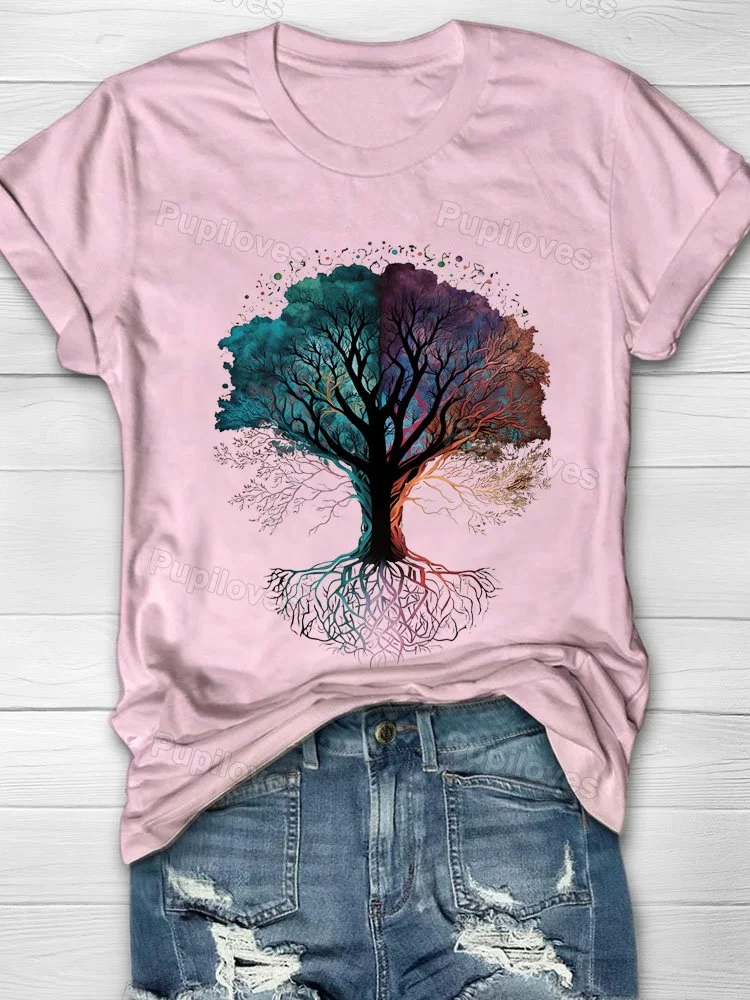 Pupiloves Pupiloves  Pupiloves    Water color Tree Of Life T-shirt