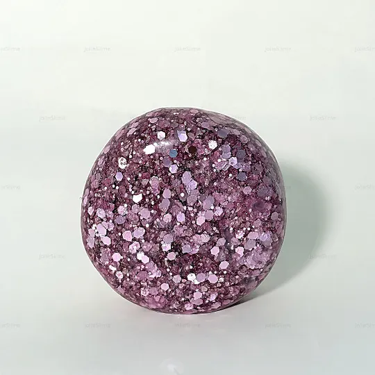 Pink Stardust Pocket Disco Series handmade pink glitter gel stress ball soft sandy rustle ASMR medium-soft resistance by JoliSlime