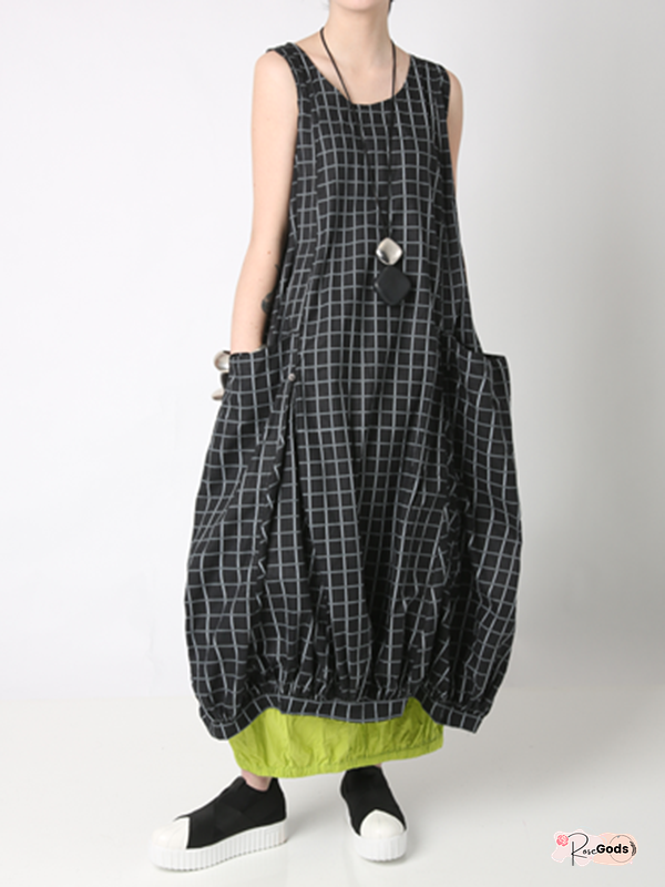 Sleeveless Pocket Asymmetric Hemline Dress