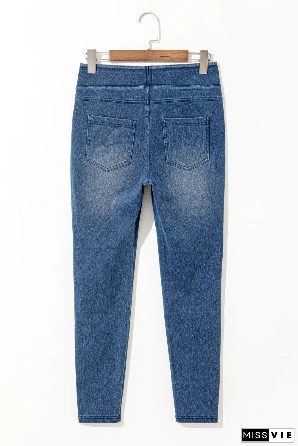 Elastic Waist Ankle Length Mid Waist Jeggings