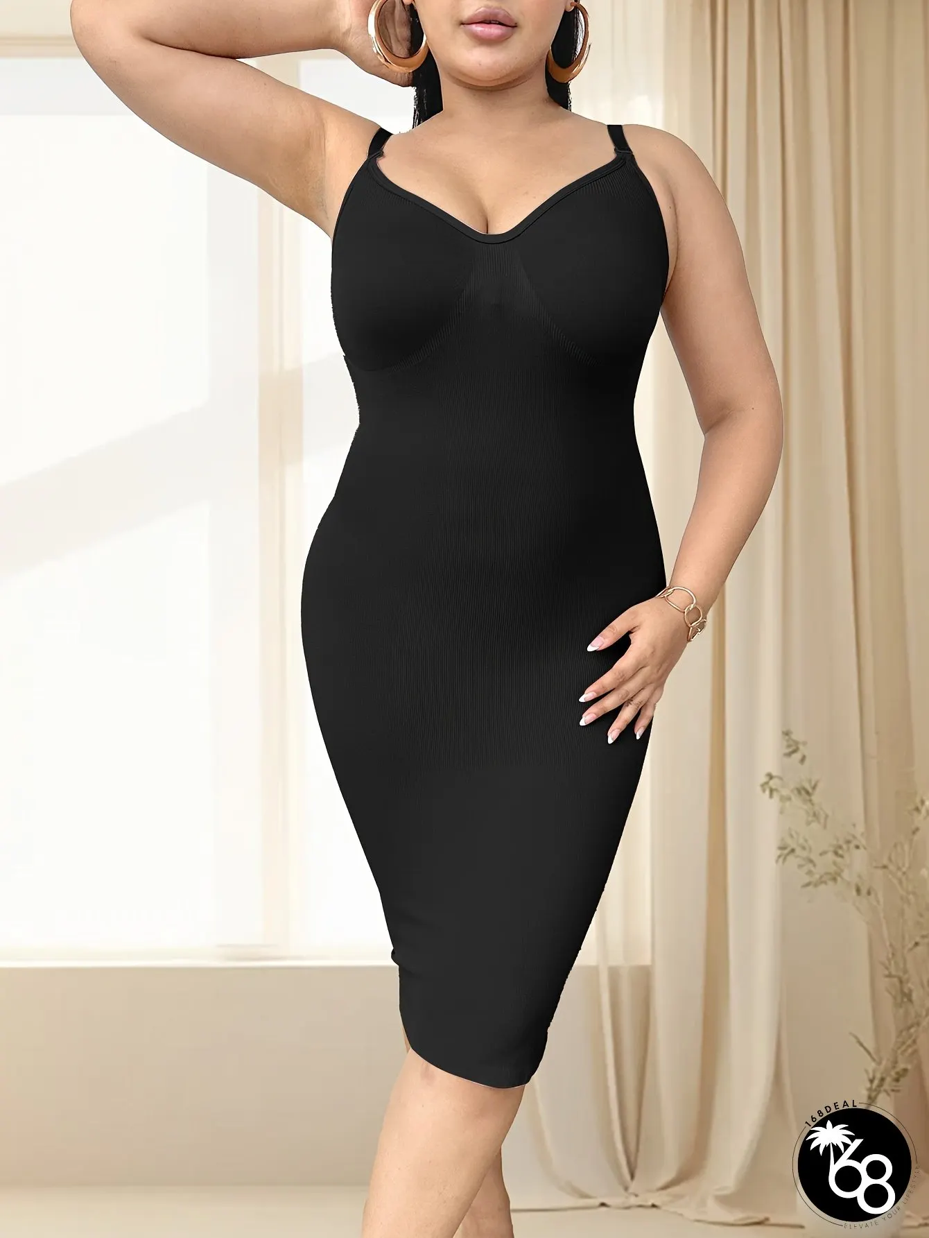 Plus-Size Solid Color Ruched Edge Bodycon Dress In A Single Piece. | 168DEAL