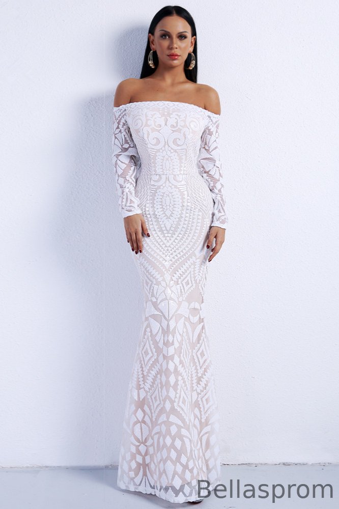 Bellasprom Mermaid Sequins Prom Dress Long Evening Party Gowns Long Sleeve Bellasprom