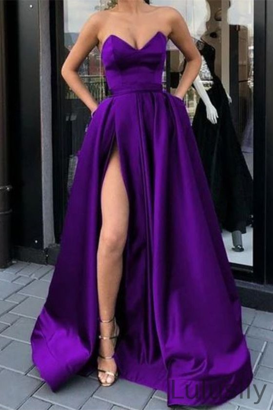 Luluslly Regency Sweetheart Prom Dress Long Split With Pockets