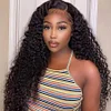 Glueless Brazilian Natural Black Water Wave Long Curly Wig