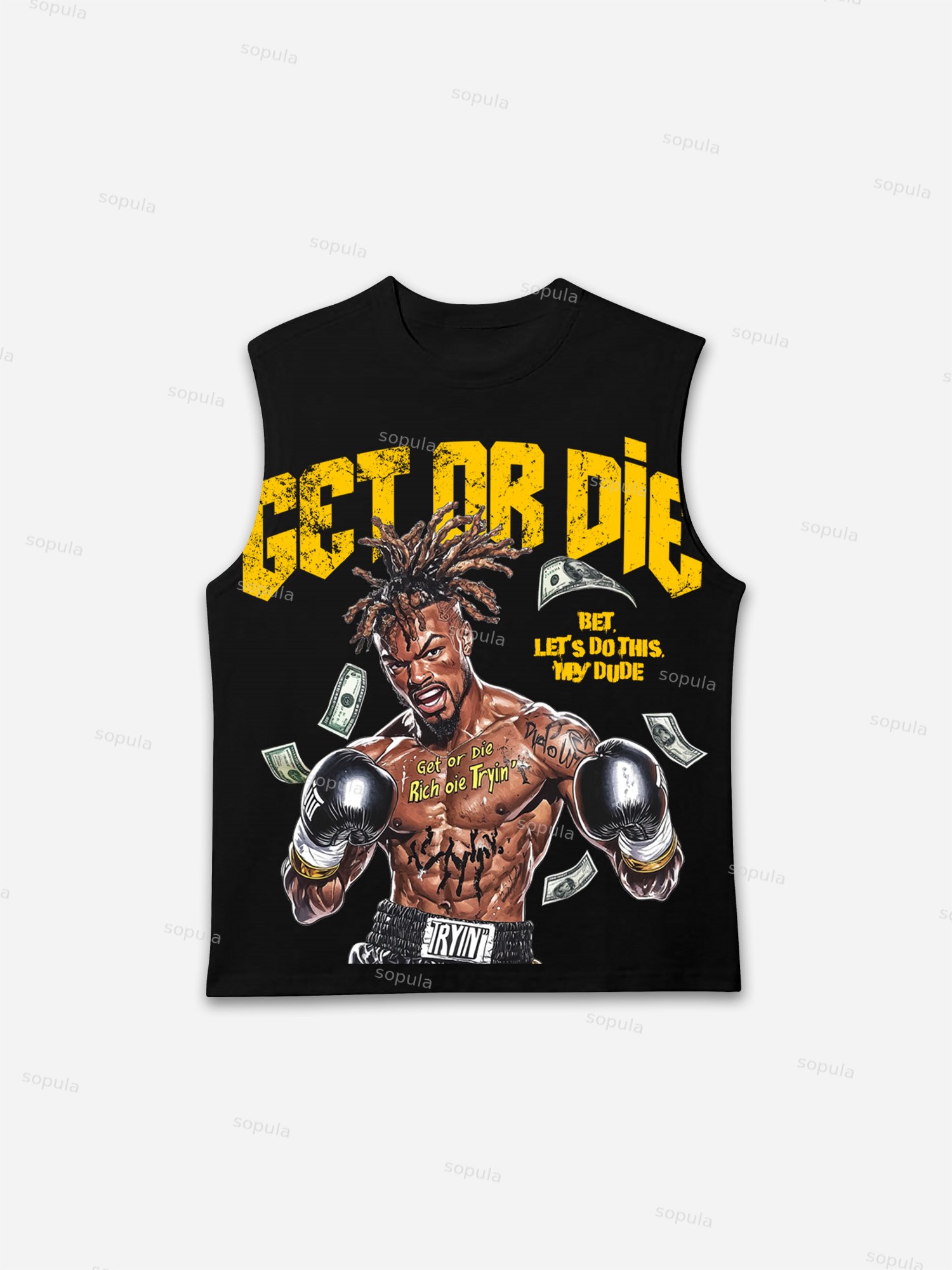 Get Or Die Vintage Boxer Graphic Tank Top