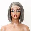 Salt and Pepper Grey Glueless Straight Bob Hair Wig