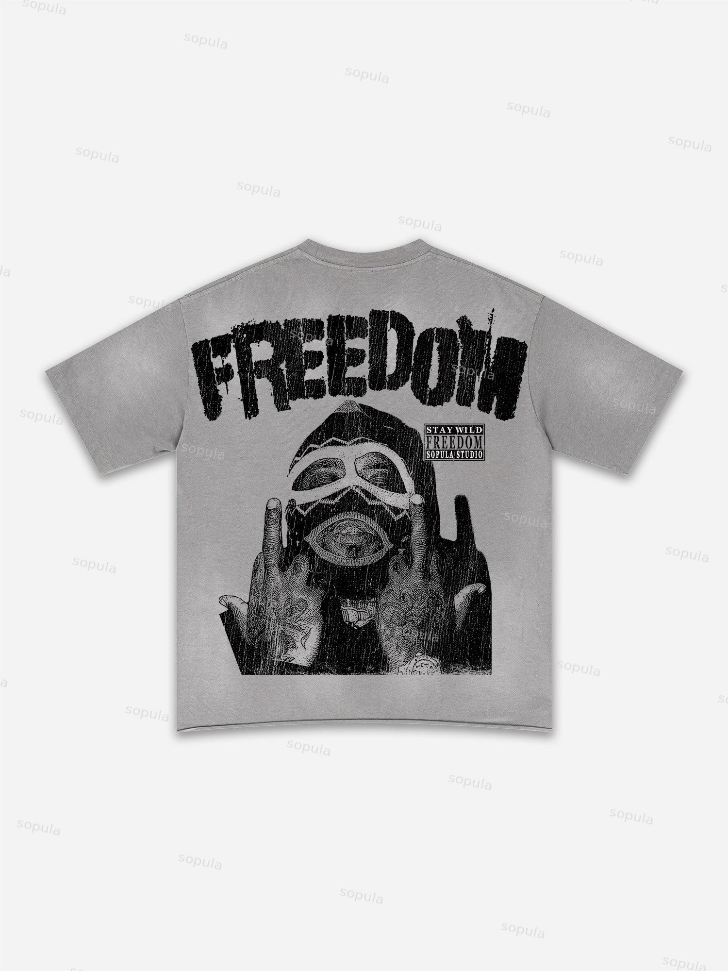 Freedom Street Portrait Print Washed T-shirt
