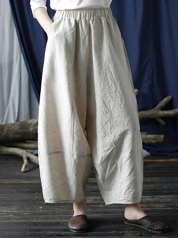 Simple Solid Color Elasticity Waisted Wide Leg Pants | IFYHOME