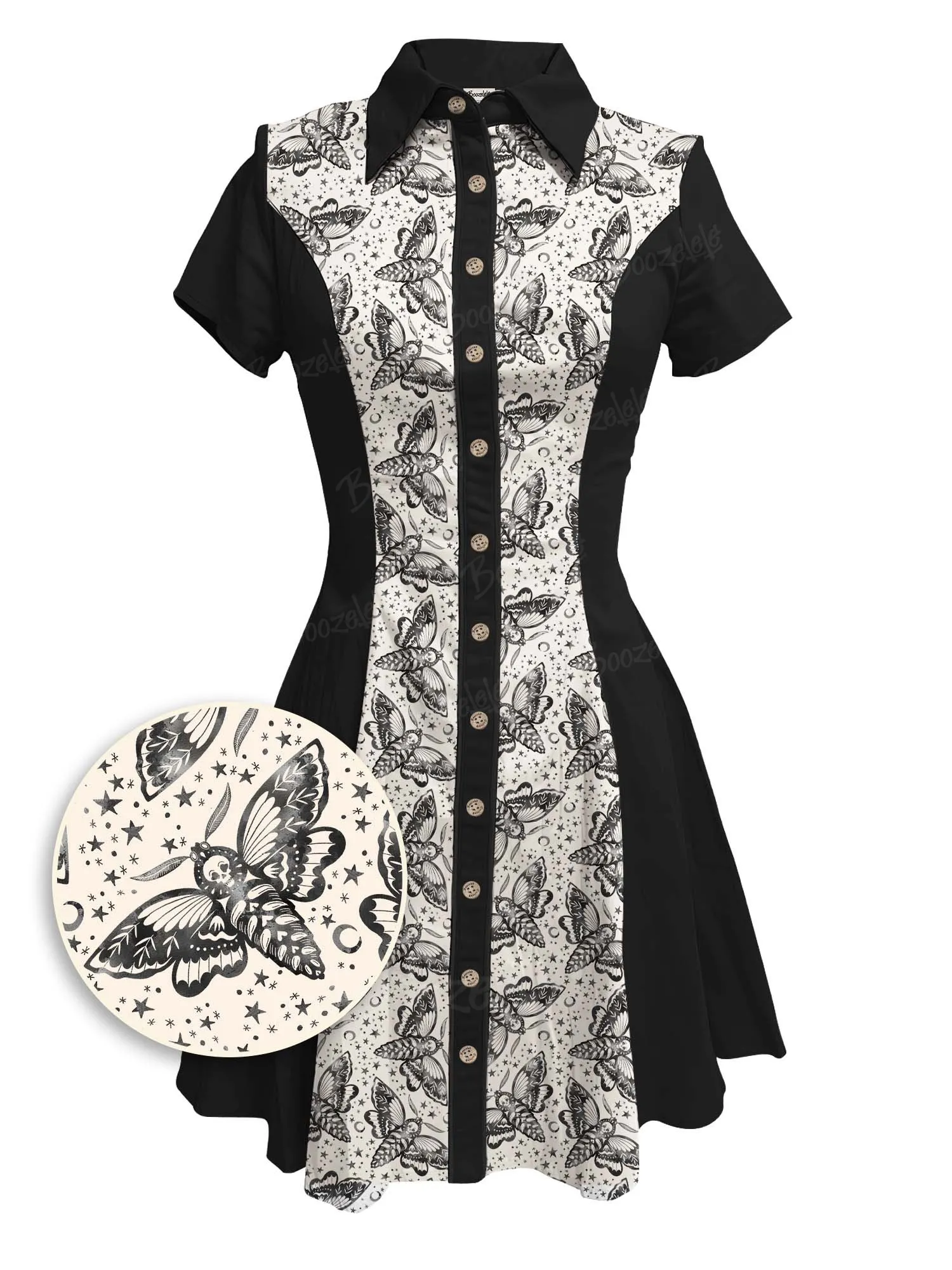 【Rebecca Elfast X Boozelele】Skull Moth - 100% Cotton Dress