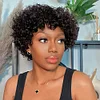Glueless Fluffy Pixie Cut Short Curly Hair Wigs With Bangs 