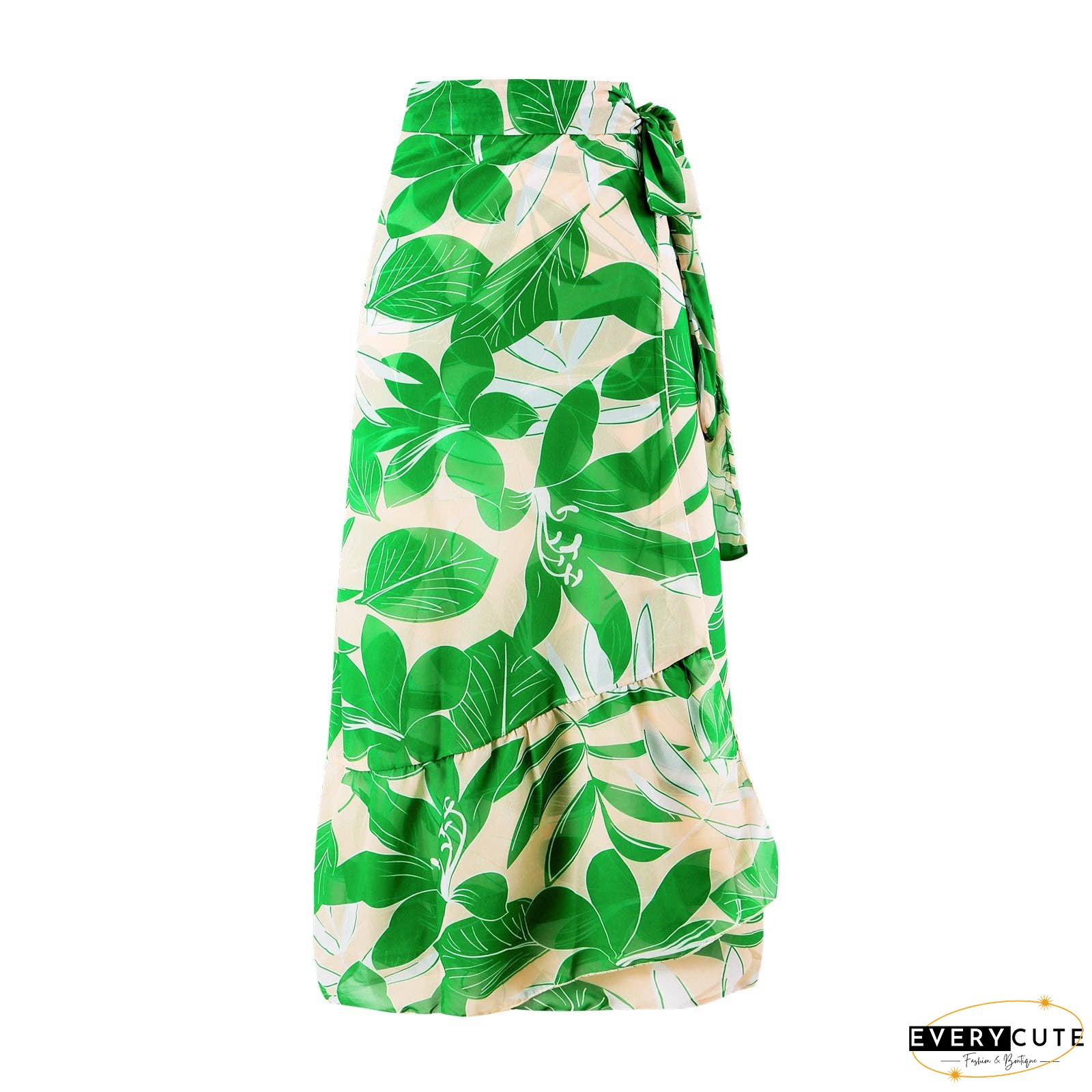 Green Floral One Piece Swimwear with Cover Y166