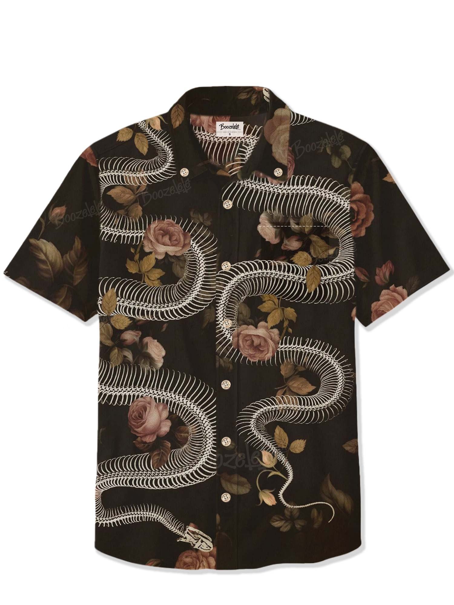 Snake Skull And Flowers - 100% Cotton Shirt