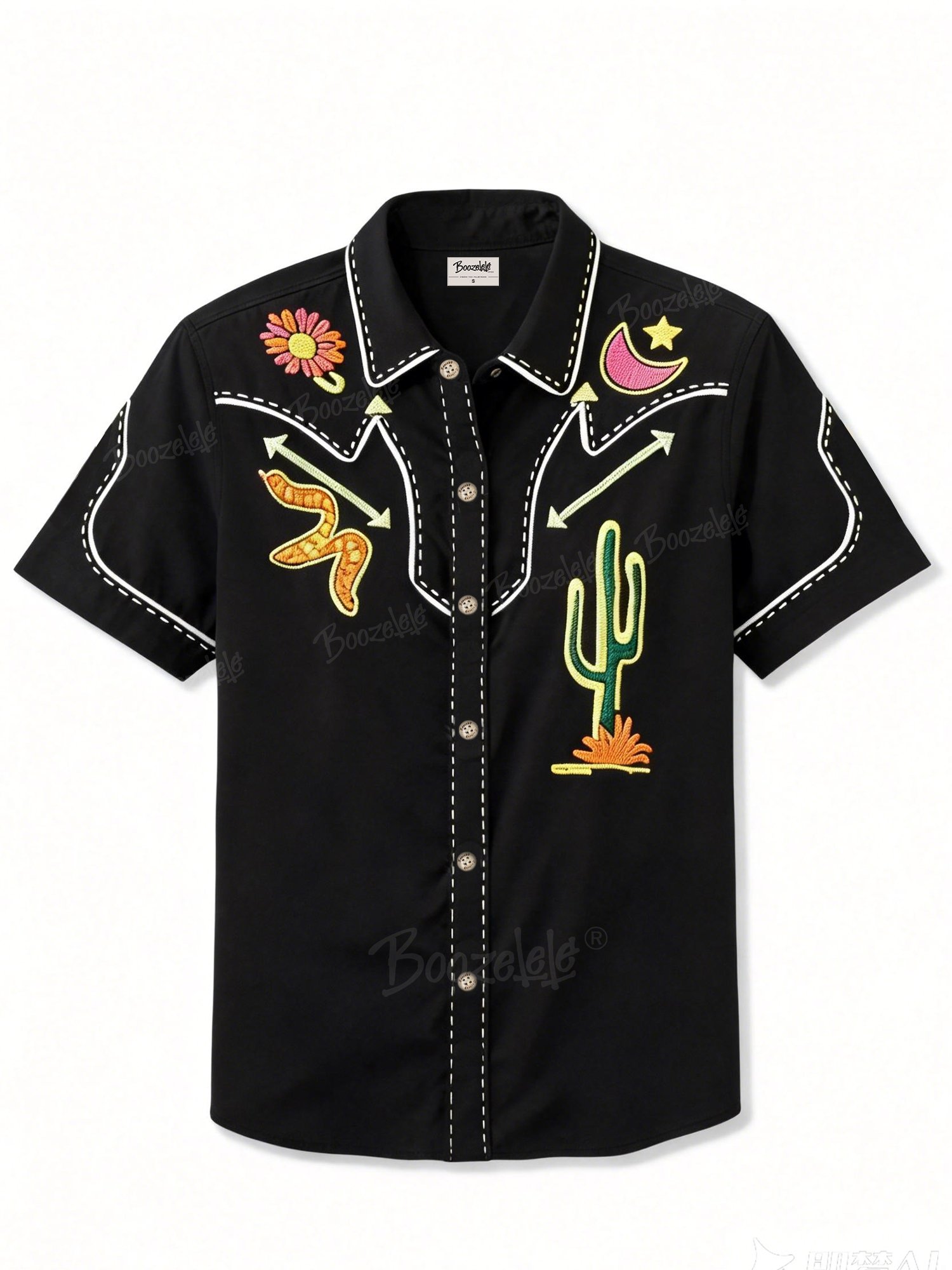 Western-Style Floral Print Short-Sleeved Shirt &ndash; 100% Cotton Shirt