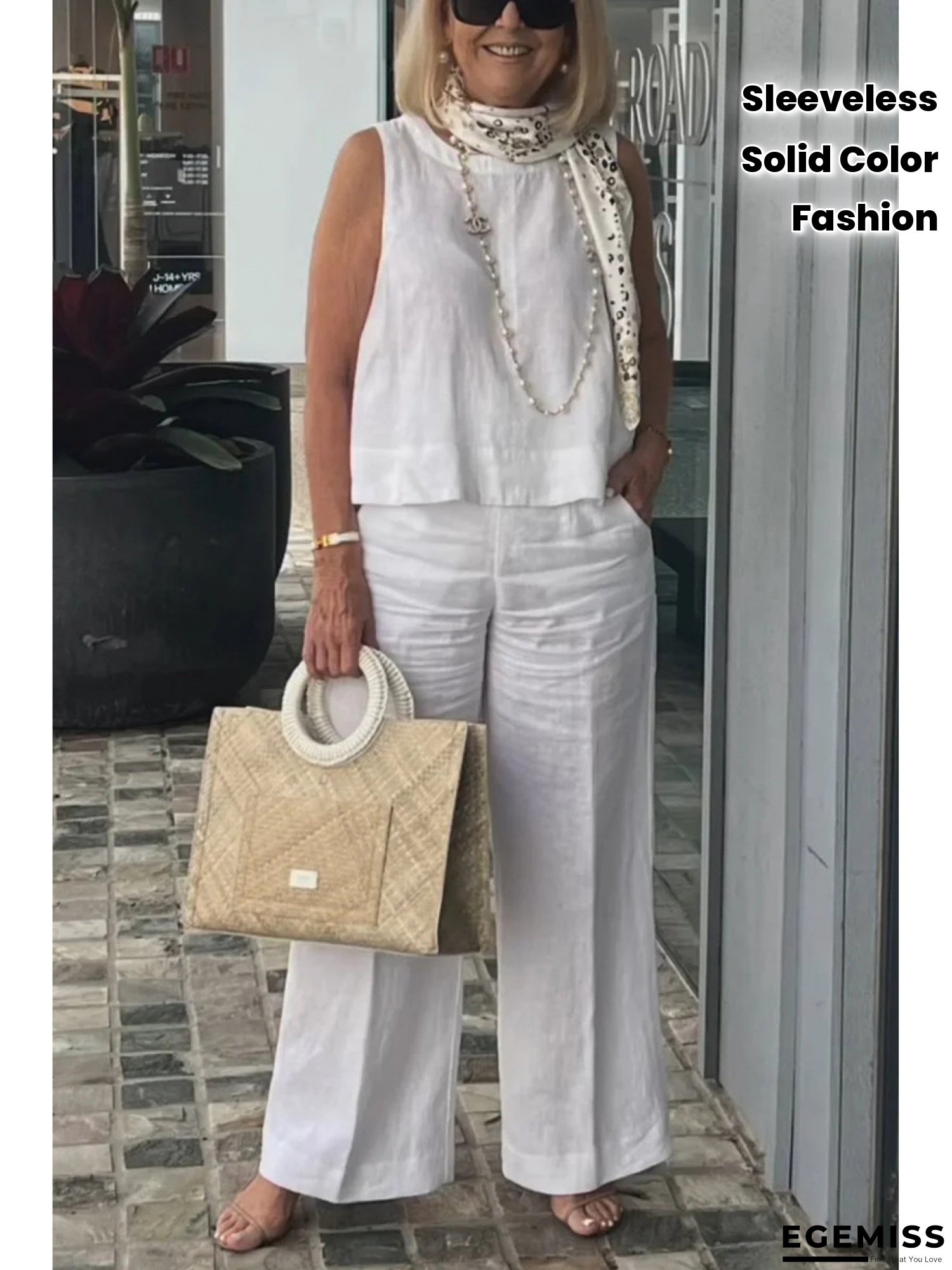 European And American Cross-Border Women's Fashion 202 Spring Summer New Amazon Sleeveless Solid Color Set5 | EGEMISS