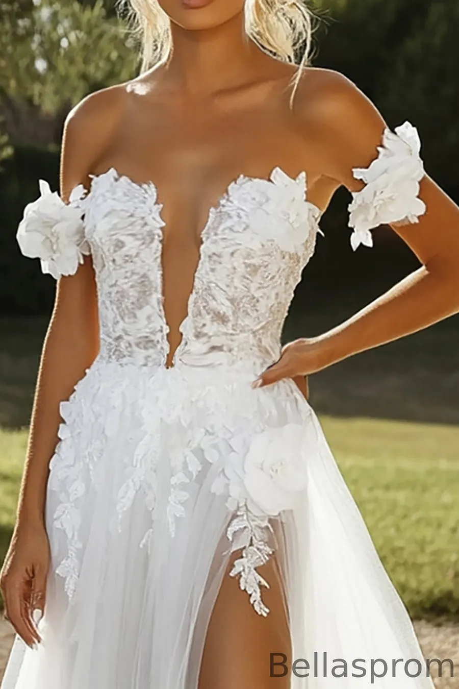 sachin and babi light blue dress Lace Scalloped Neck Basque Waist A-Line Wedding Dress