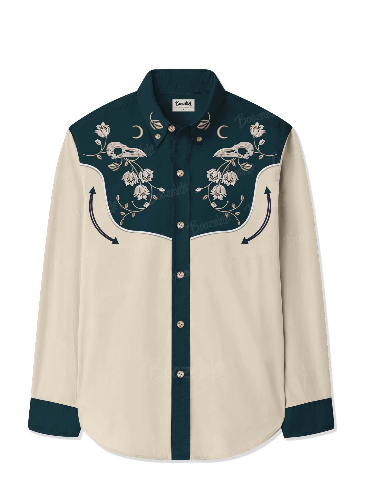 West Sheep Skulls And Flowers - 100% Cotton Long Sleeves Shirt