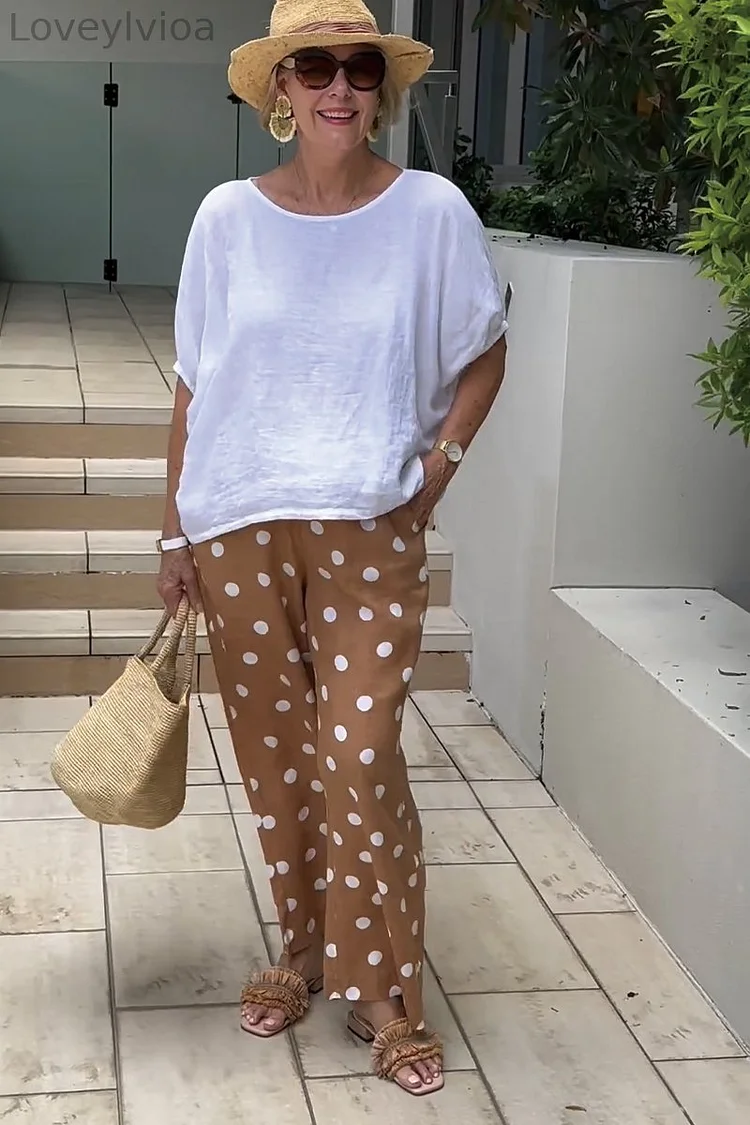 Women's Printed Linen Casual Suit
