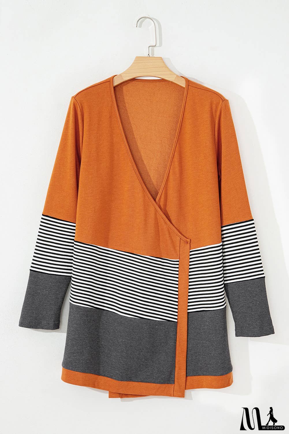 Colorblock Striped Patchwork Open Cardigan