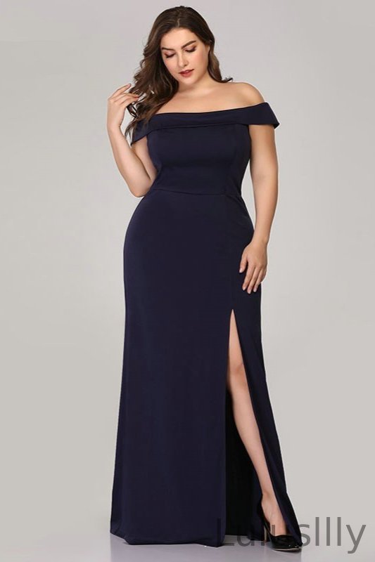Elegant Plus Size Off-the-Shoulder Split Mermaid Evening Gowns - lulusllly