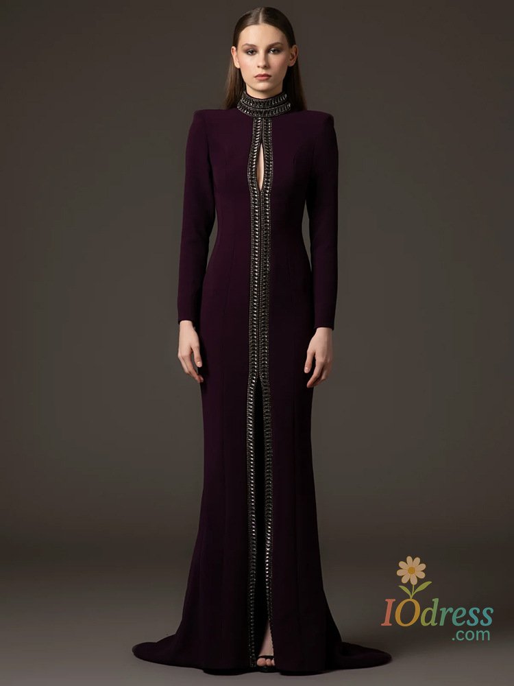 IO Dress HIGH STREET Newest Fashion 2025 Designer Party Women's Short Sleeve Stand-up Collar Luxurious Diamonds Beaded Long Maxi Dress