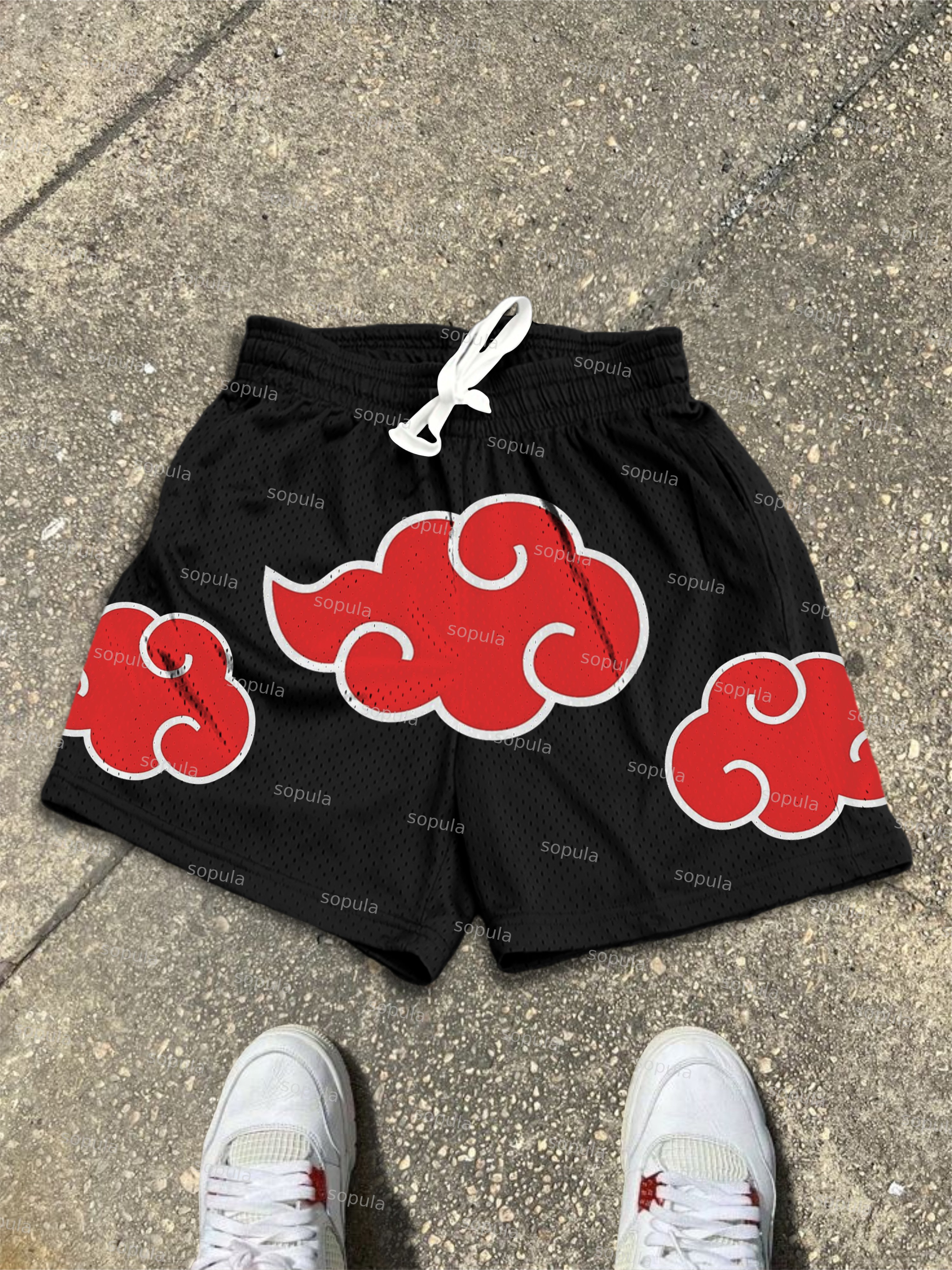 Akatsuki Hiyoshi Organization Auspicious Cloud Graphic Mesh Shorts