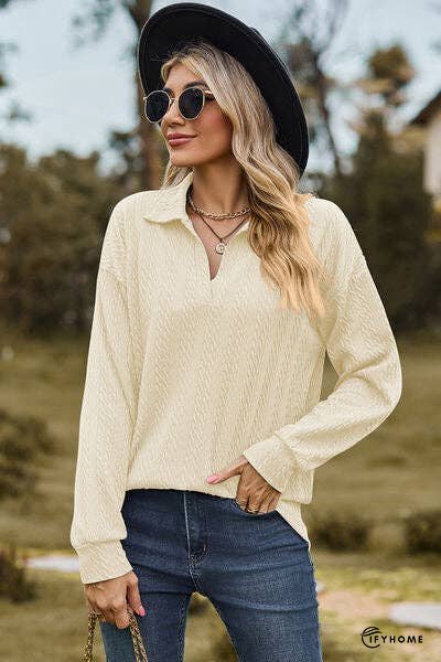 Johnny Collar Dropped Shoulder Blouse | IFYHOME