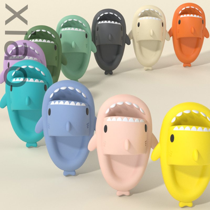 Summer Shark Slippers Women Shark Slides Men Bathroom Flip Flops Adult Home Anti-skid Flat Shoes Couple Children's Funny Sandals