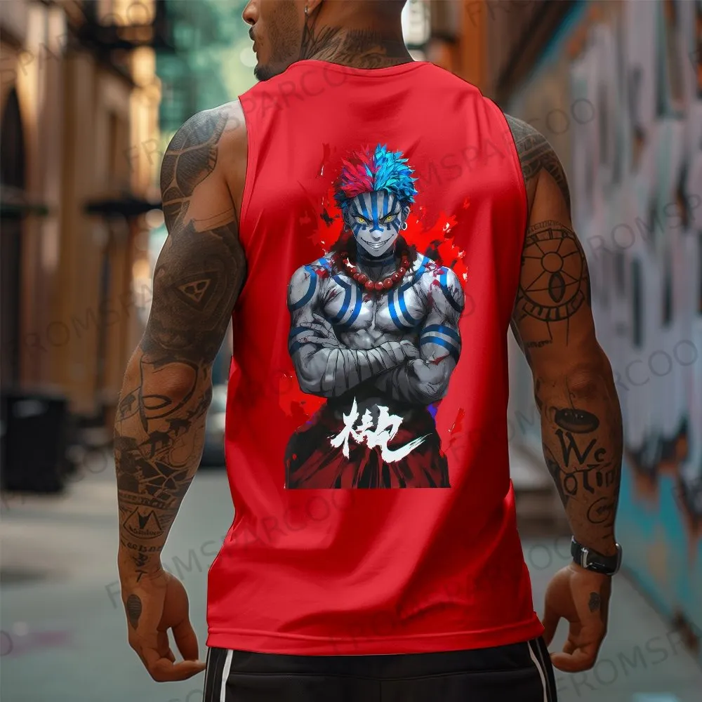 Oversized Anime Print Gym Tank Top