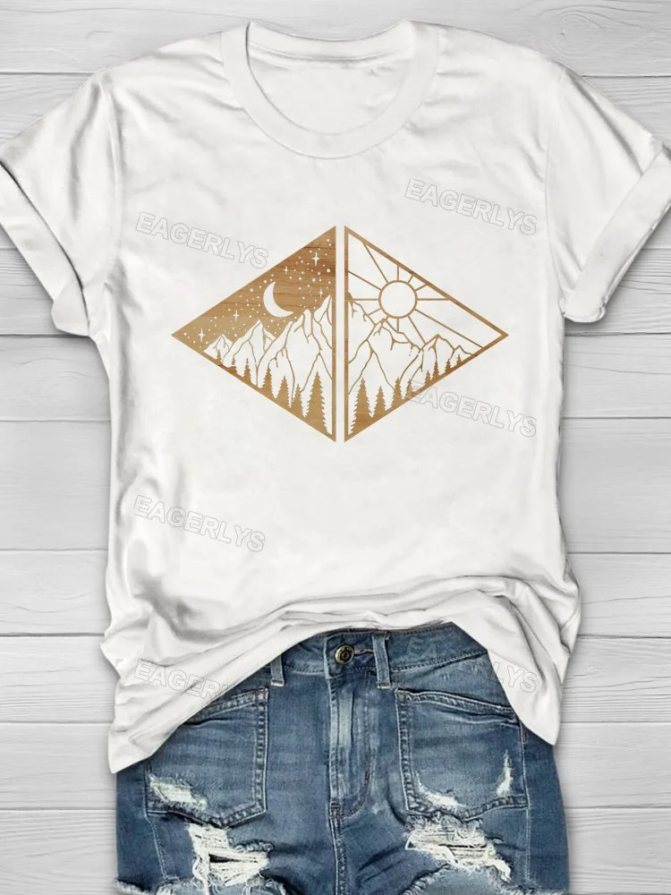 Eagerlys  Rectangular Golden Mountain T-shirt Eagerlys