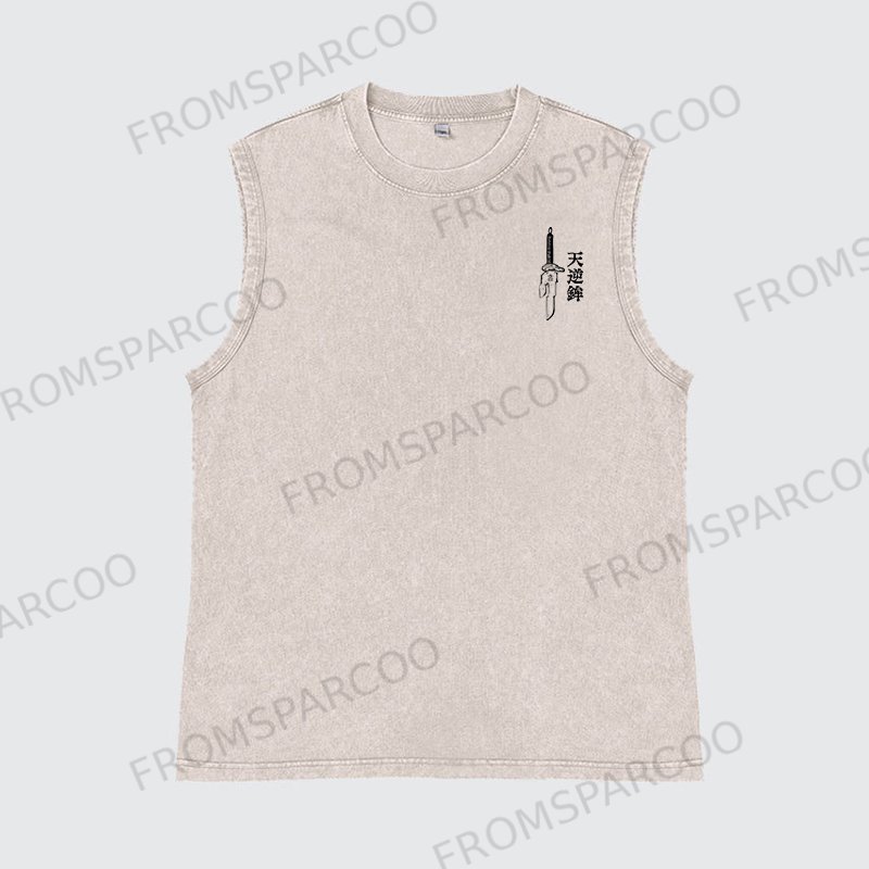 Casual batik washed Jujutsu Kaisen print Tank Top