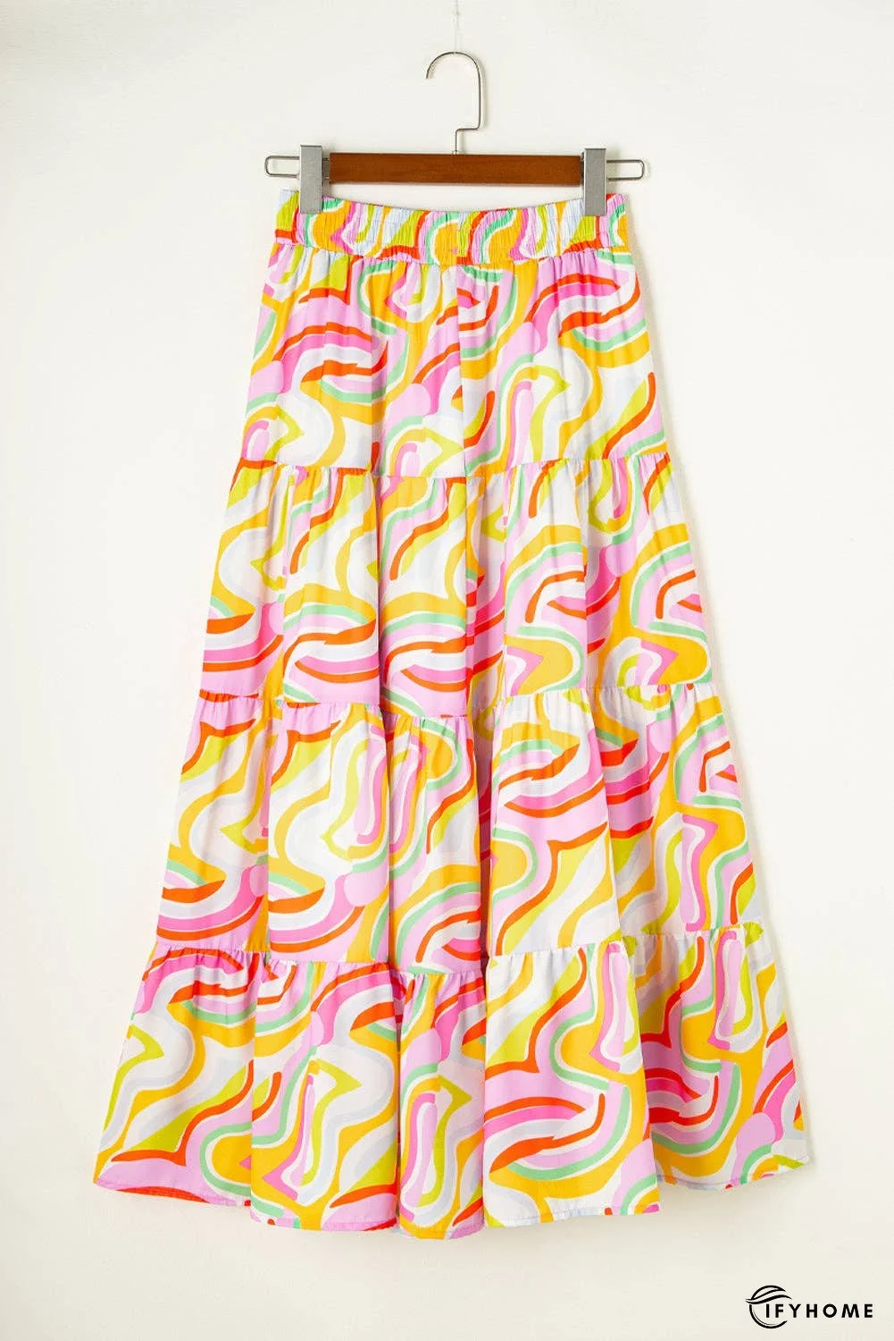 Printed Elastic Waist Skirt | IFYHOME