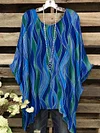 Women's Art Abstract Irregular Wave Print Casual Top
