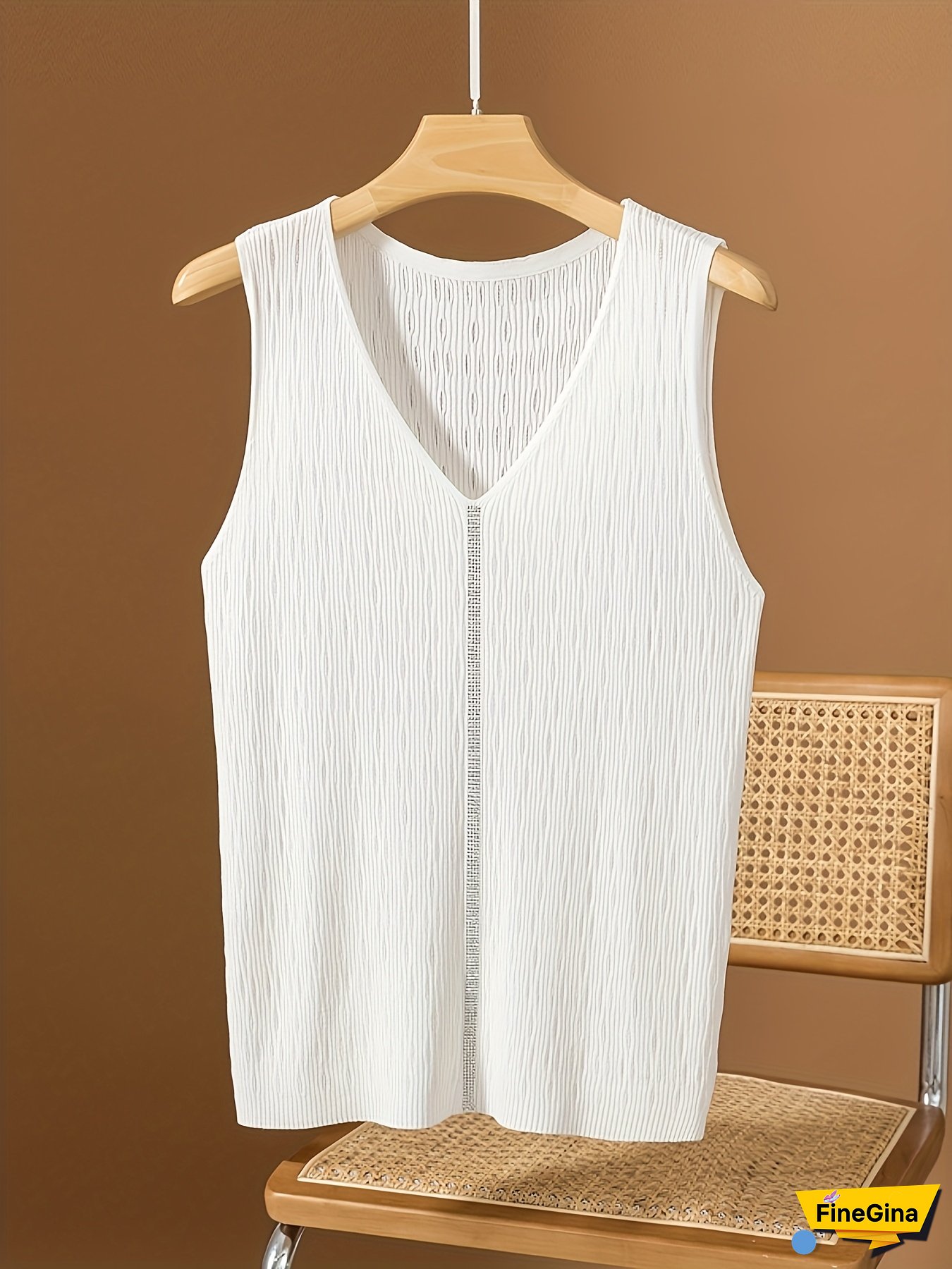 Women's Summer Sleeveless V-Neck Top - Lightweight Ice Sliky Fiber Fabric, Casual Solid Color, Hand Wash Only, Versatile Layering Piece for Warm Weather, Warm Weather Apparel | Vneck Sleeveless | Silky Fiber Top