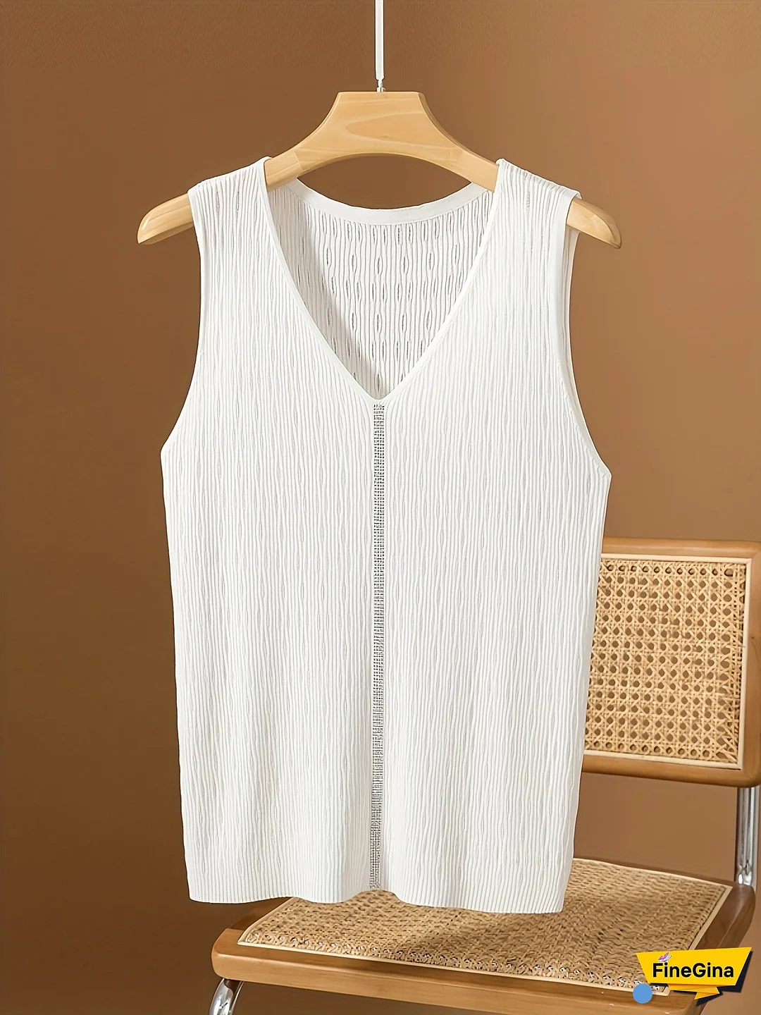 Women's Summer Sleeveless V-Neck Top - Lightweight Ice Sliky Fiber Fabric, Casual Solid Color, Hand Wash Only, Versatile Layering Piece for Warm Weather, Warm Weather Apparel | Vneck Sleeveless | Silky Fiber Top