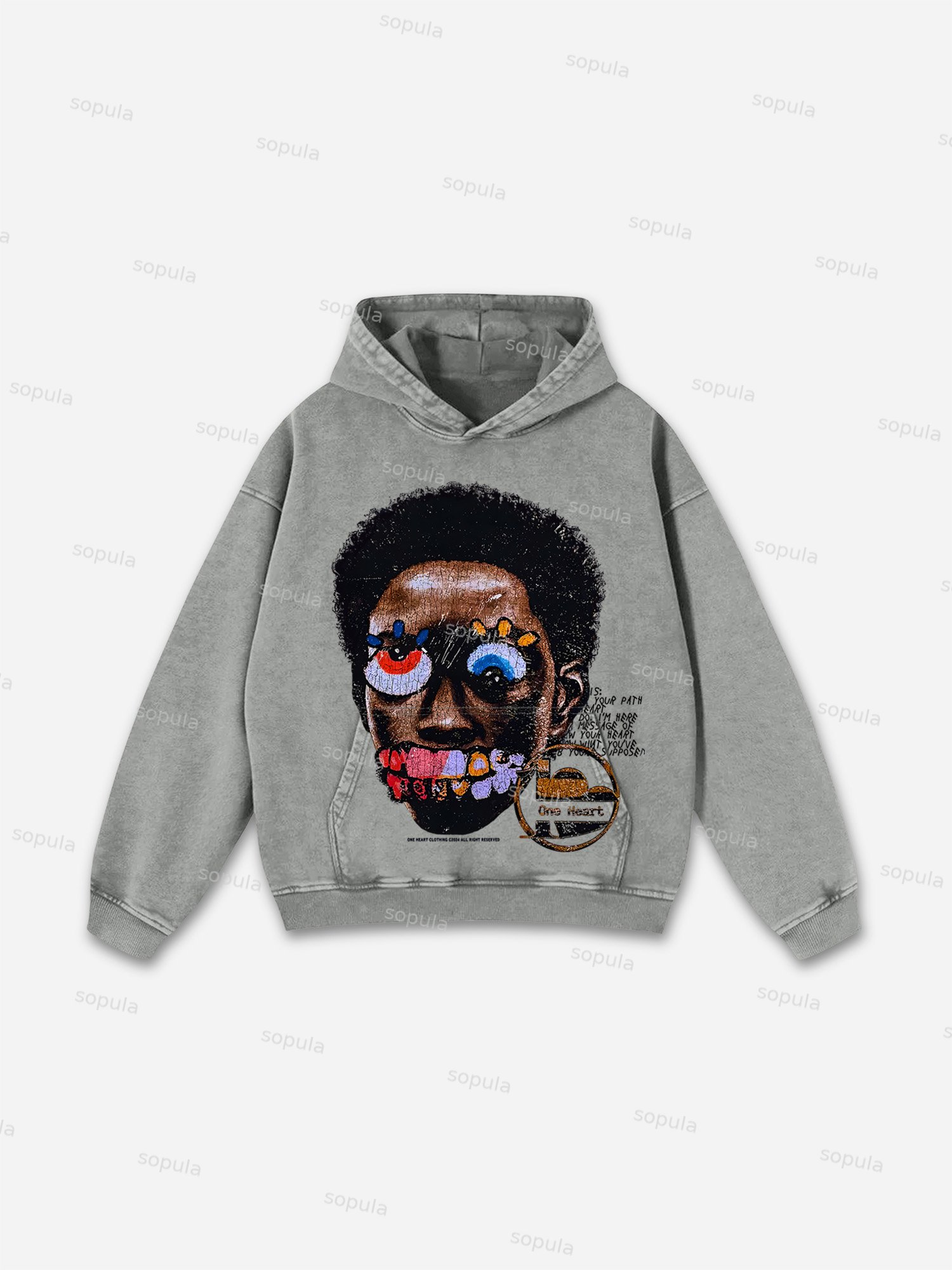 Sopula Vintage Madness Graphic Acid Washed Oversized Hoodie