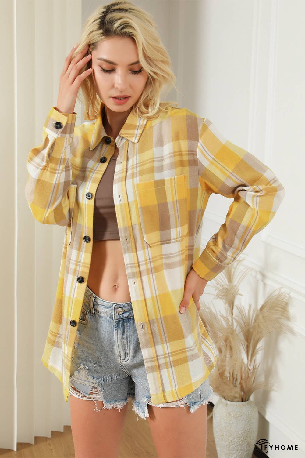 Plaid Button Up Patch Pocket Shirt | IFYHOME