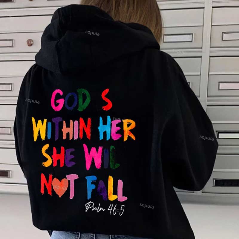 Sopula God Is Within Her She Will Not Fall Unisex Fleece-Lined Hoodie