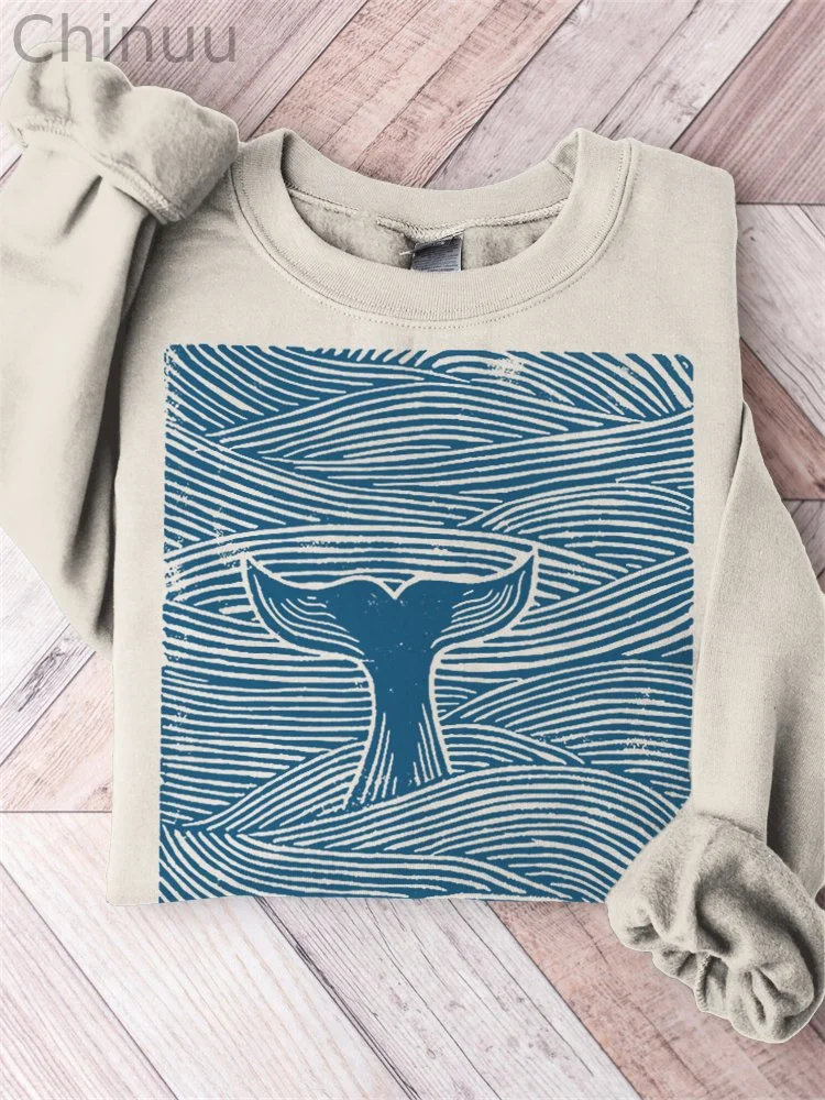 Whale Tail Ancient Japanese Art Comfy Sweatshirt