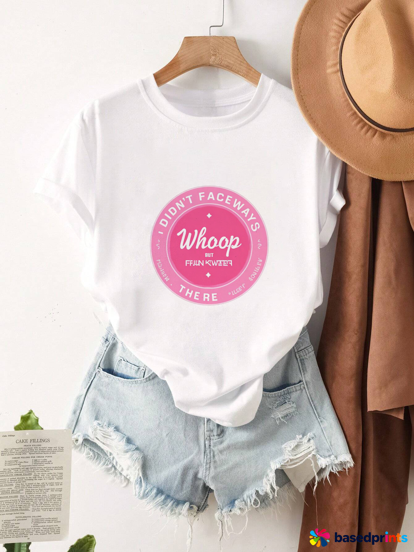 Pink Whoop White T-Shirt Women's Casual Short-Sleeved T-Shirts